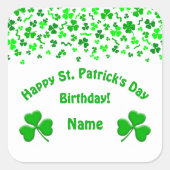 St Patrick's Day Birthday Green Shamrocks Confetti Quadratischer Aufkleber (Vorderseite)