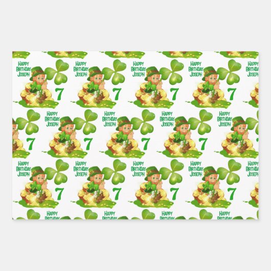 St. Patrick's Day Birthday Individuelle Name & Age Geschenkpapier Set (Vorderseite 3)