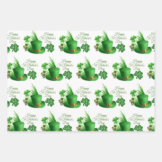 St. Patrick's Day Birthday Individuelle Name & Age Geschenkpapier Set (Vorderseite)