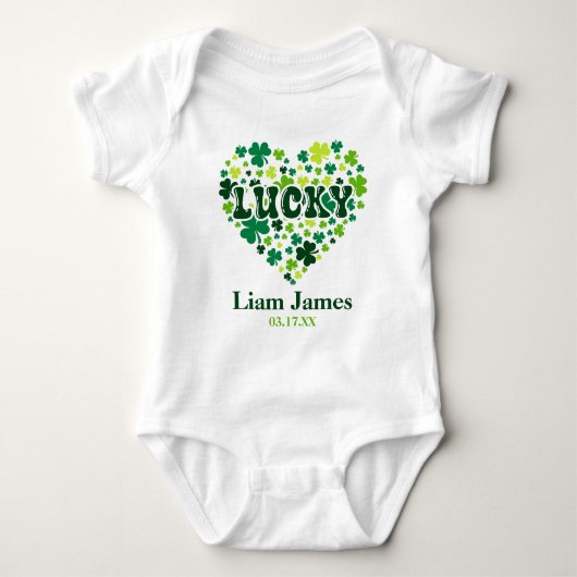St. Patrick's Day Birthday Lucky Heart Individuell Baby Strampler (Vorderseite)