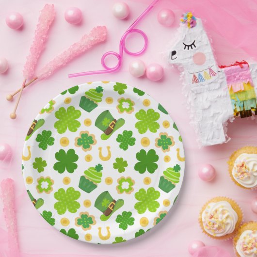 St. Patrick's Day Birthday Lucky Kleeblatts Patter Pappteller (Party)