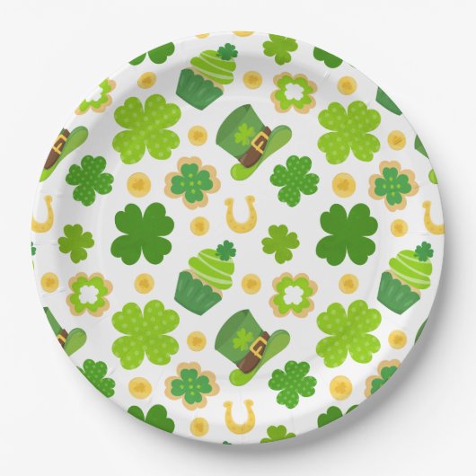St. Patrick's Day Birthday Lucky Kleeblatts Patter Pappteller (Vorderseite)