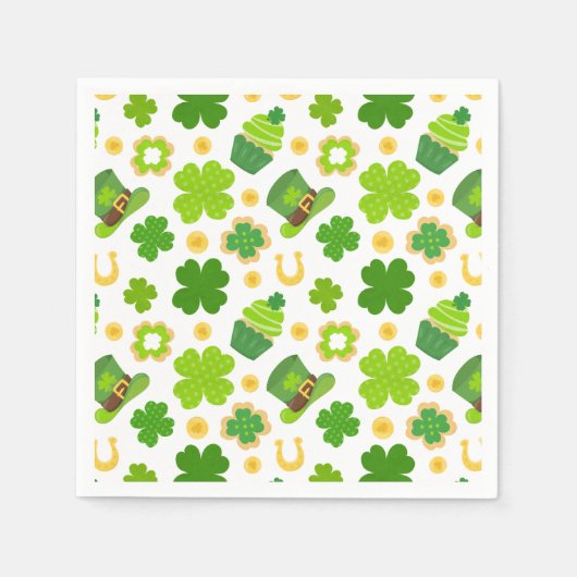 St. Patrick's Day Birthday Lucky Kleeblatts Patter Serviette (Vorderseite)