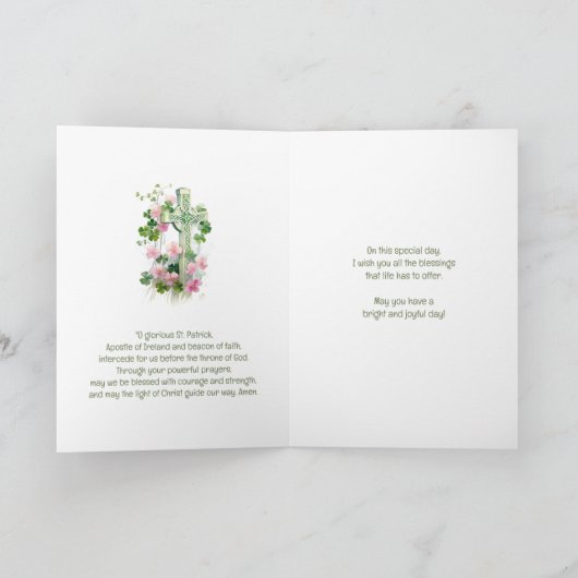 St. Patrick's Day Birthday Rose Celtic Cross Karte (Innenseite)