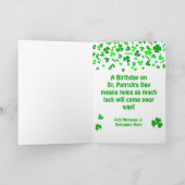 St Patrick's Day Birthday Shamrocks Personalized Karte (Innenseite)