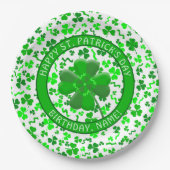 St Patrick's Day Birthday Shamrocks Personalized Pappteller (Vorderseite)