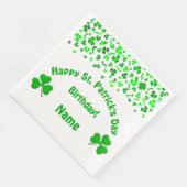 St Patrick's Day Birthday Shamrocks Serviette (Ecke)