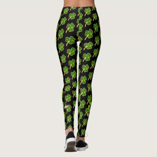 St Patrick's Day Black and Green Fun Leggings (Rückseite)