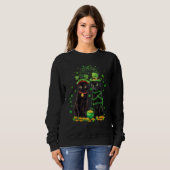 St Patricks Day Black Cat Leprechaun Shamrock Funn Sweatshirt (Vorne ganz)