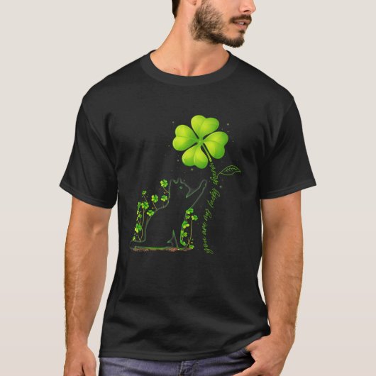 St Patricks Day Black Cat My Lucky Charm Shamrock T-Shirt (Vorderseite)