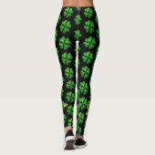 St Patrick's Day Black & Green 4 Leaf Clover Leggings (Rückseite)
