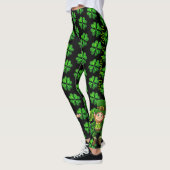 St Patrick's Day Black & Green 4 Leaf Clover Leggings (Links)