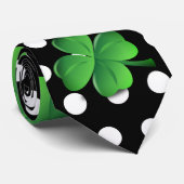 St Patricks Day Black Green Kleeblatt Weiße Punkte Krawatte (Gerollt)