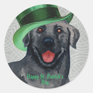 St. Patrick's Day Black Lab Klassischer Rundsticke Runder Aufkleber