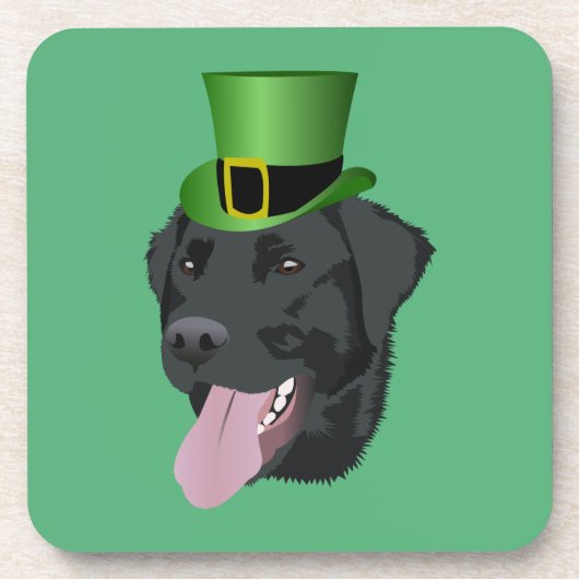 St. Patrick's Day Black Labrador Getränkeuntersetzer (Vorderseite)