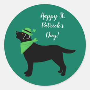 St. Patrick's Day Black Labrador Green Mode Runder Aufkleber