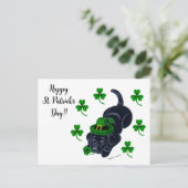 St. Patrick's Day Black Labrador Puppy Postkarte (Stehend Vorderseite)