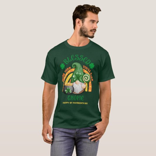 St Patricks Day BLESSED Green Irish Gnome T-Shirt (Vorne ganz)