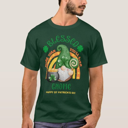 St Patricks Day BLESSED Green Irish Gnome T-Shirt (Vorderseite)