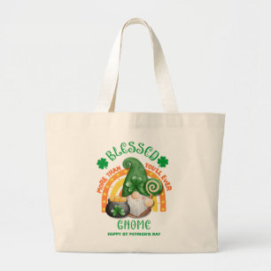 St Patricks Day BLESSED Green Irish Gnome Tote Bag Jumbo Stoffbeutel