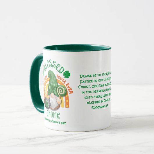 St Patrick's Day BLESSED Irish Gnome Christlich Tasse (Vorderseite Links)