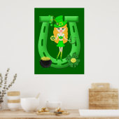 St Patrick's Day Blonde Girl Leprechaun Poster (Küche)