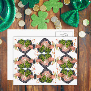 St. Patrick's Day Blumen Herz- und Kleeblattsträuß Postkarte