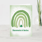 St Patricks Day Boho Green Rainbow Kleeblatts Karte (Vorderseite)
