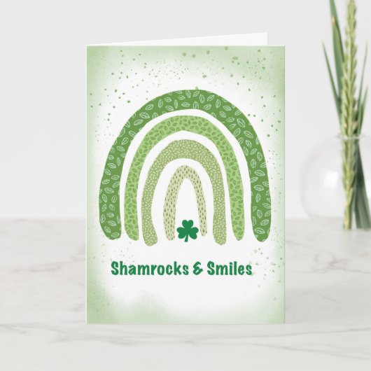 St Patricks Day Boho Green Rainbow Kleeblatts Karte (Vorderseite)
