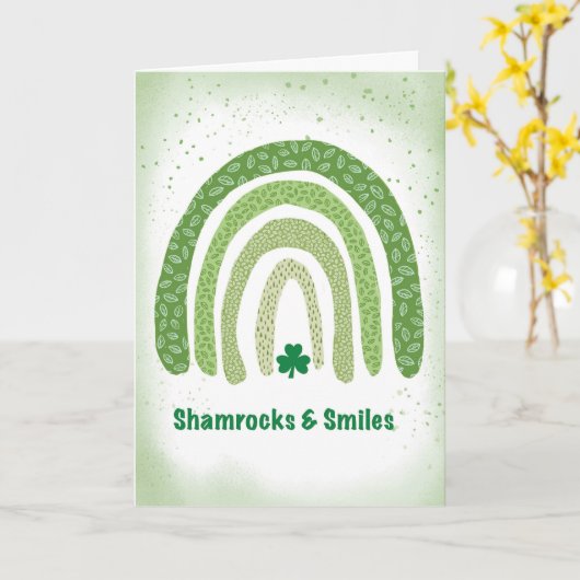 St Patricks Day Boho Green Rainbow Kleeblatts Karte (Gelbe Blume)