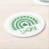 St.Patrick's Day Boho Regenbogen Glücklicher Unter Runder Pappuntersetzer (Angewinkelt)
