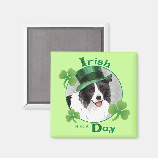 St. Patrick's Day Border Collie Magnet (Vorderseite/Rückseite)