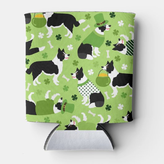 St. Patrick's Day Border Collie Pattern Dosenkühler (Vorderseite)