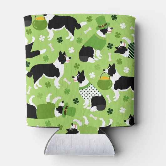 St. Patrick's Day Border Collie Pattern Dosenkühler (Rückseite)