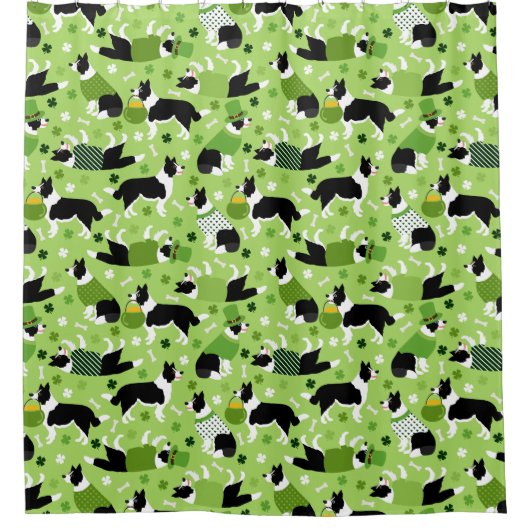 St. Patrick's Day Border Collie Pattern Duschvorhang (Vorderseite)