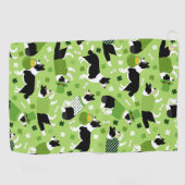St. Patrick's Day Border Collie Pattern Golfhandtuch (Horizontal)