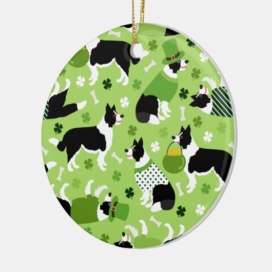 St. Patrick's Day Border Collie Pattern Keramik Ornament (Links)