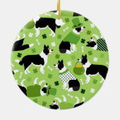 St. Patrick's Day Border Collie Pattern Keramik Ornament (Hinten)