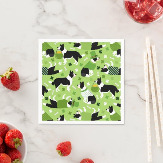 St. Patrick's Day Border Collie Pattern Serviette (Beispiel)