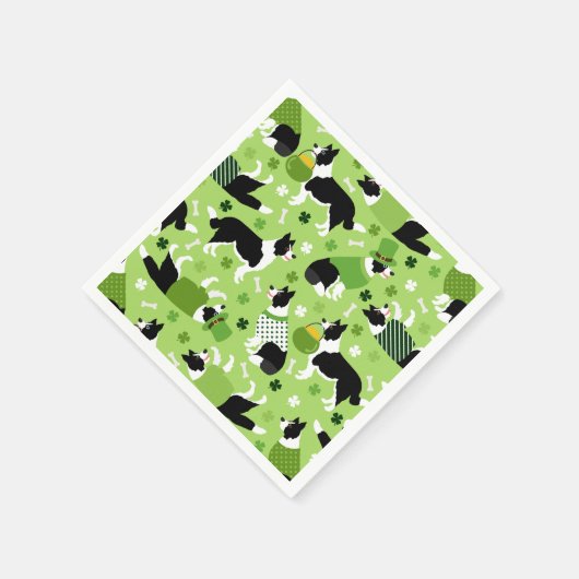 St. Patrick's Day Border Collie Pattern Serviette (Ecke)