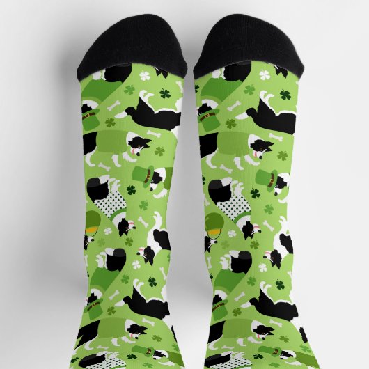 St. Patrick's Day Border Collie Pattern Socken (Oben)