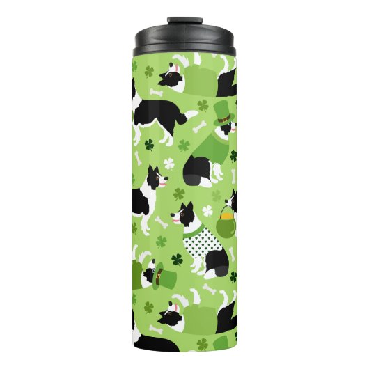 St. Patrick's Day Border Collie Pattern Thermosbecher (Vorderseite)