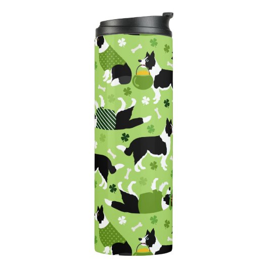 St. Patrick's Day Border Collie Pattern Thermosbecher (Nach links gedreht)