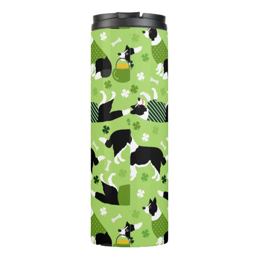 St. Patrick's Day Border Collie Pattern Thermosbecher (Rückseite)