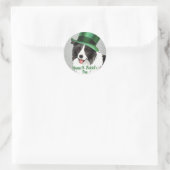St. Patrick's Day Border Collie Runder Aufkleber (Tasche)