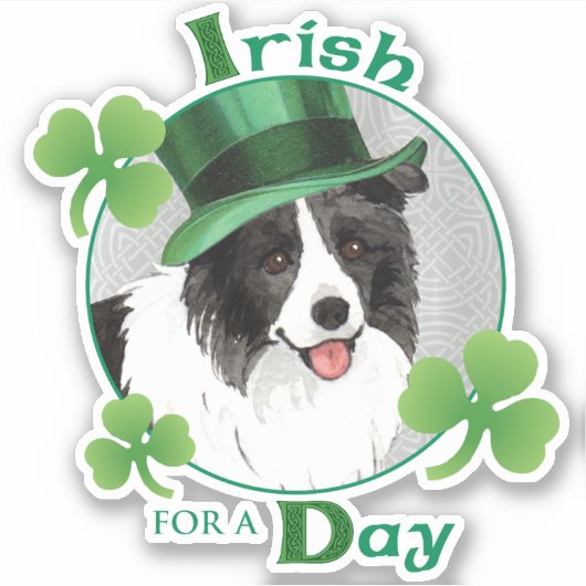 St. Patrick's Day Border Collie Vinyl Sticker (Vorderseite)