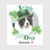 St. Patrick's Day Border Collie Vinyl Sticker (Blatt)