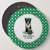 St. Patrick's Day Boston Terrier Dog (schwarz) Nie Button (Vorne & Hinten)