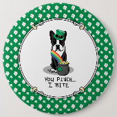 St. Patrick's Day Boston Terrier Dog (schwarz) Nie Button (Vorderseite)