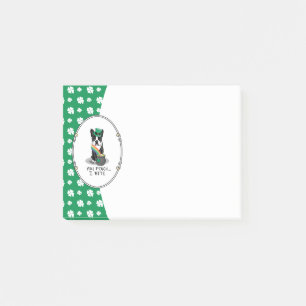 St. Patrick's Day Boston Terrier Dog (schwarz) Nie Post-it Klebezettel